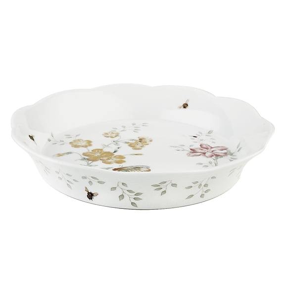 Lenox Butterfly Meadow 9.5" Round 0.6 qt Floral Porcelain Pie Dish
