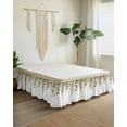 thumbnail image 2 of Brown Eucalyptus Leaves Bed Skirt California King Size 16" Drop Watercolor Retro Leaf Ruffled Wrap Around Bed Skirts Adjustable Elastic Bedskirt Dust Ruffle for California King Size Bed, 2 of 7