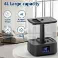 thumbnail image 2 of KZF 4L Top Fill Humidifiers for Bedroom & 60H Runtime - Cool Mist Humidifier, 3 Mist Levels, 8H Timer, Essential Oil Tray, Humidity Display, Quiet for Bedroom, Baby, Plants, Large Room (Black, 4L), 2 of 5