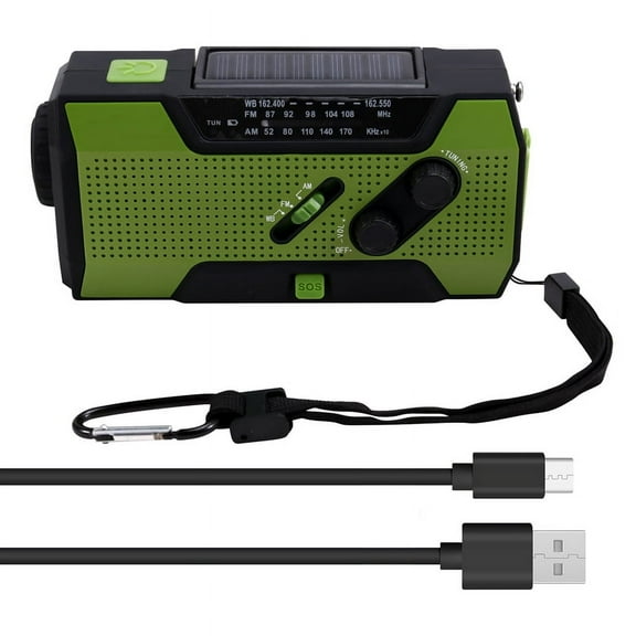 Emergency Weather Radio Hand Crank Portable Solar Charging with AM/FM/NOAA LED Flashlight SOS Alert 5000mah