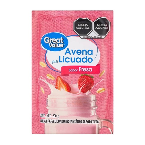 Avena Great Value para licuado instantáneo sabor fresa 200 g