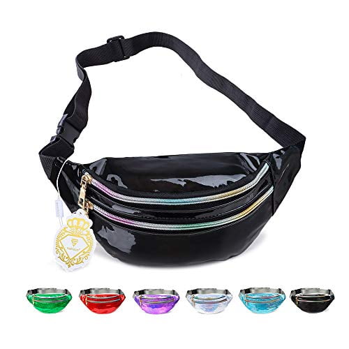 Fashion Holographic Fanny Pack for Women,Waterproof Cute Waist Bag for Travel 