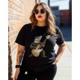thumbnail image 3 of T Shirts for Women Short Sleeve Cotton Crewneck T-Shirt, Alligator Plays Bass Animal Music Tee Tops Casual Basic T-Shirts, XS-5XL Black M, 3 of 7