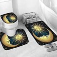 thumbnail image 2 of Taysta 4 piezas sol y luna estrella constituyen el ciclo del cielo misterioso arte árabe inspiración juegos de cortinas de ducha alfombra antideslizante, cubierta de tapa de inodoro, alfombra de baño, Afortunado Sencillez, 2 of 5