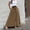 Brown, variant on Women's Solid Color High-Waisted A-Line Skirt with Slit, Button Front Midi Skirt with Pockets Black,M