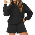 thumbnail image 6 of qolati Women 2 Piece Outfits 2023 Fall Winter Hoodie Sweatshirt and Jogging Short Set Oversized Casual Cozy Tracksuit Sweatsuits Sets Y2k Clothes, 6 of 7