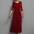 thumbnail image 5 of Meichang Womens Velvet Maxi Dress Long Sleeve Crew Neck Long Mother of The Bride Dresses Wedding Guest Dresses Cocktail Evening Ball Gown Formal Dress, 5 of 5