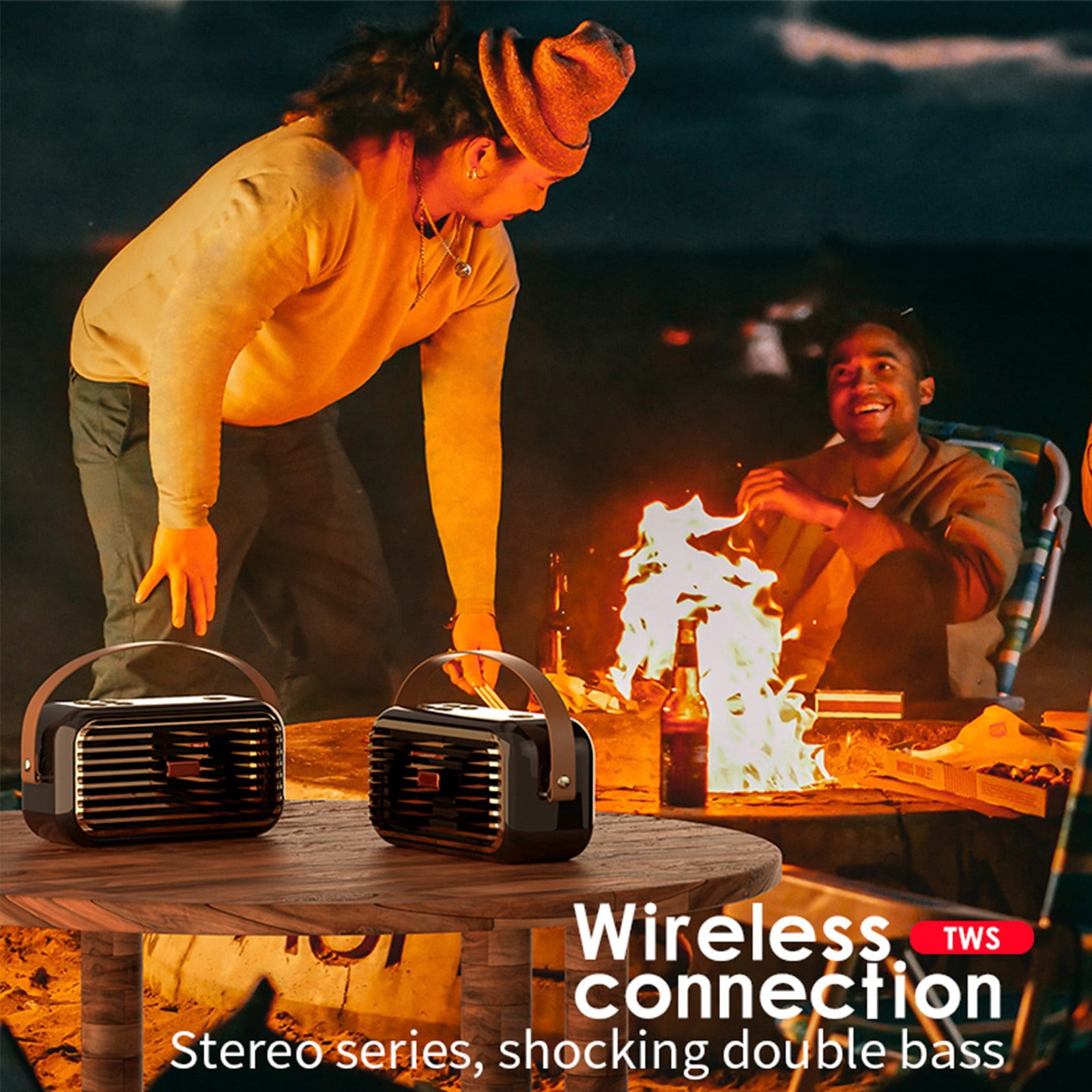 LACKUST Bluetooth Speaker Outdoor Portable Bluetooth Stereo Radio Wireless Handheld Support,Black