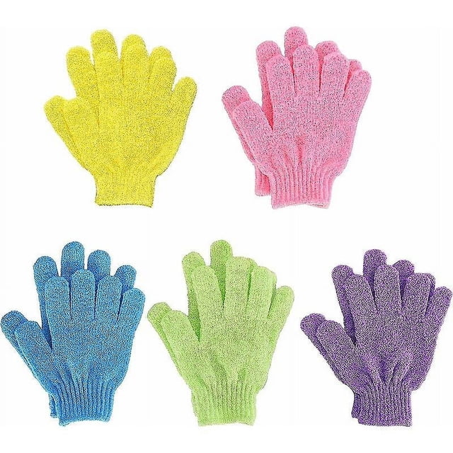 Guantes exfoliantes, baño de ducha, guantes exfoliantes corporales de doble cara, colores surtidos para hombres, mujeres y niños, 10 piezas