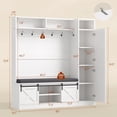 thumbnail image 6 of Frhnenha 60" Farmhouse Hall Tree with Bench and Shoe Storage, 4-in-1 Entryway Coat Rack with Full-Length Mirror and 2 Sliding Barn Doors for Hallway, Living Room, White, 6 of 8