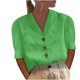thumbnail image 1 of Blusa con botones sueltos de color sólido con cuello en V informal de manga media para mujer OAVQHLG3B Store lin121212, 1 of 5