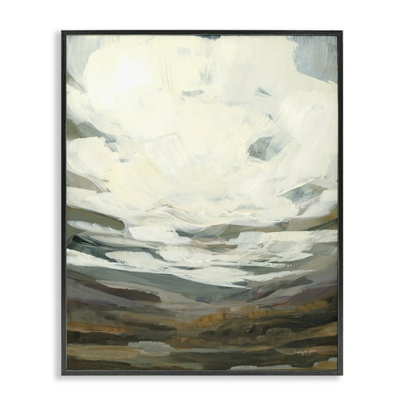 Stupell Industries Cloudy Abstract View Landscape Painting Black Framed Art Print Wall Art, 11 x 14