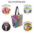 thumbnail image 7 of FORMRS Womens Canvas Tote Bag with Zipper Inner Pocket Shoulder Handbag, Beige Wavy Plaid, 7 of 7