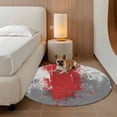 thumbnail image 2 of Red Cement Gray Round Area Rug 5Ft Washable Circle Rugs for Living Room Bedroom, Modern Abstract Art Red Non-Slip Carpet Floor Mats Indoor Outdoor Carpet Runner Aesthetic Home Decor, 2 of 8