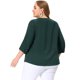 thumbnail image 4 of Plus Size Chiffon Top for Women Round Neck Tie Front Ruffle Work Blouse Top Dark Green 1X, 4 of 6
