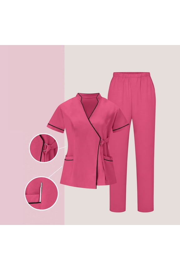 Women Set, 2026 New Nurses Tunic Uniform Clinic Carer V-Neck Protective Clothing and Pants Set with Cardigan, Made of Soft Material, Practical for Work and Leisure.