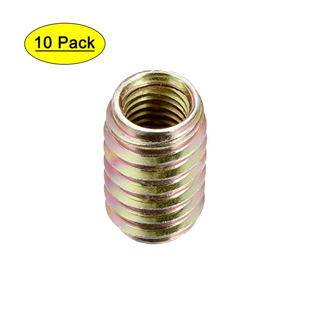 Tuercas de inserción Uxcell M10 de 25 mm de longitud, acero al carbono, galvanizado, paquete de 10