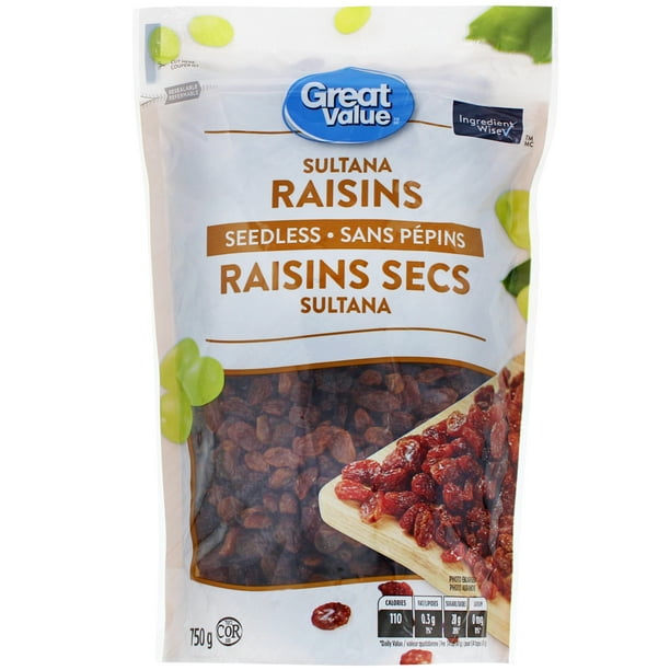 Raisins secs Sultana sans pépins Great Value 750&nbsp;g