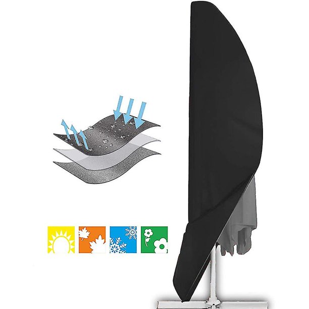 Cubierta de sombrilla para exteriores, cubierta de sombrilla para patio, resistente al agua, negro