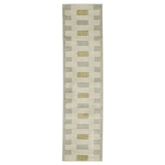 Oriental Weavers Branson Area Rug - BR09A - 1'10" x 7'3" - in Beige/ Grey - Modern Style, Stain Resistant, Family and Pet Friendly , Entryway, Hallway Runner Rug