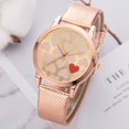 thumbnail image 2 of Reloj de cuarzo de cuero PU con esfera redonda y corazón amoroso informal a la moda para mujer, oro rosa, 2 of 3