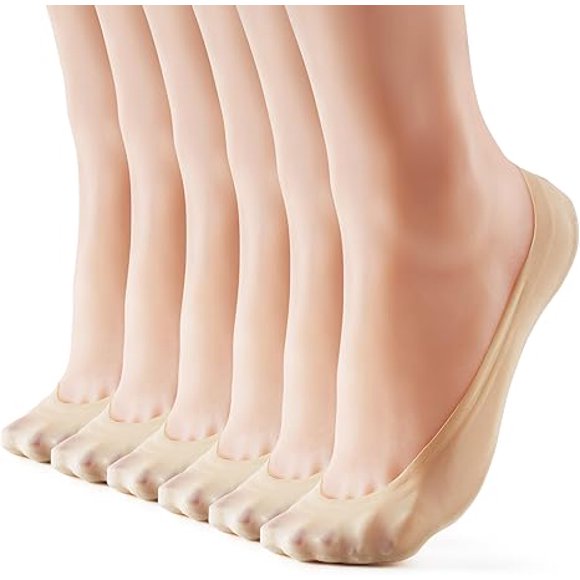 3-9 Pairs No Show Socks Women Nylon Ultra Low Cut Non-Slip Thin Liner Socks Invisible Hidden Socks for Flats