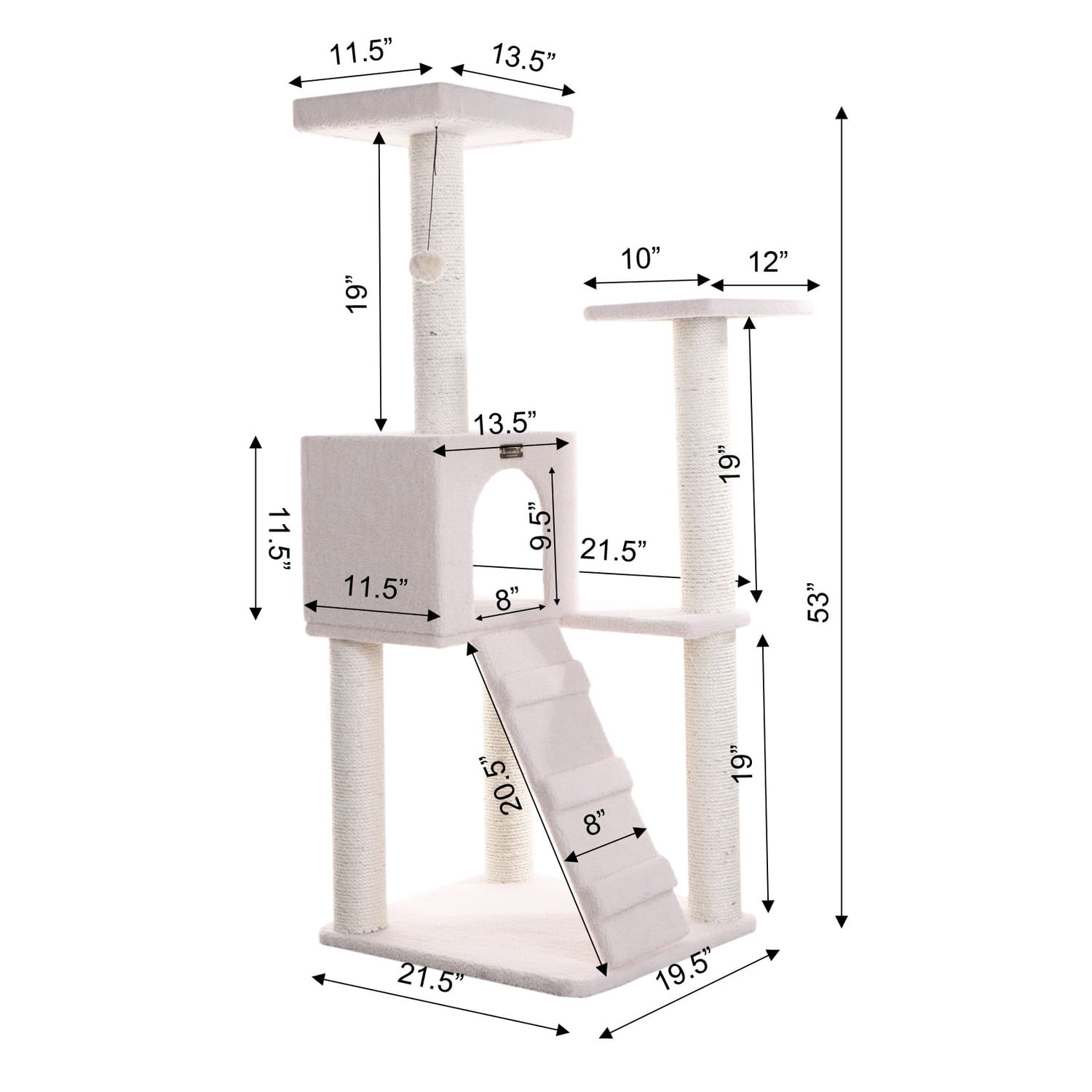 Armarkat Classic Cat tree B5301 53 Inch, Ivory