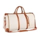 thumbnail image 4 of Bolsa de lona para ropa, bolsa para traje, práctica bolsa de mano de gran capacidad para mujer, bolsa de lona para viajes, vacaciones, senderismo Beige Marrón, 4 of 8