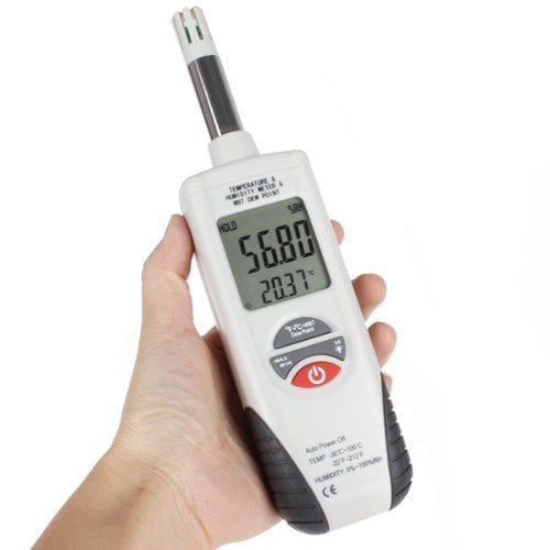 Mengshen Digital Psychrometer - Handheld Backlight Temperature Humidity Meter Gauge with Dew Point and Wet Bulb Temperature - Battery Included, M350
