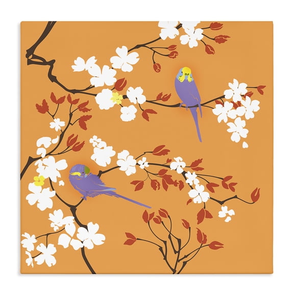 Stupell Industries Eclectic Parakeets on Orange Canvas Art, 17 x 17, by Evelia Designs