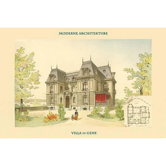 Villa in Genf, Geneva-Fine Art Canvas Print (20" x 30")