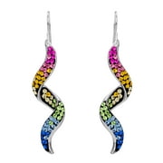 Crystalogy Silver Plated Spiral Drop Rainbow Crystal Silver Plated Earrings