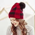 thumbnail image 5 of HESHENG Winter Wool Parent-Child Knitted Hat Lattice Mother Baby Christmas Warm Hat Plaid Beanie Ski Cap, Mom, 5 of 7