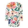 thumbnail image 4 of Xdegoge Three Quarter Sleeve Casual Blouses for Women Crewneck Tunic T-Shirt Floral Boho Fashion Summer Tops Vacation Beach Clothes Loose Blusas Elegantes Para Mujer, 4 of 5