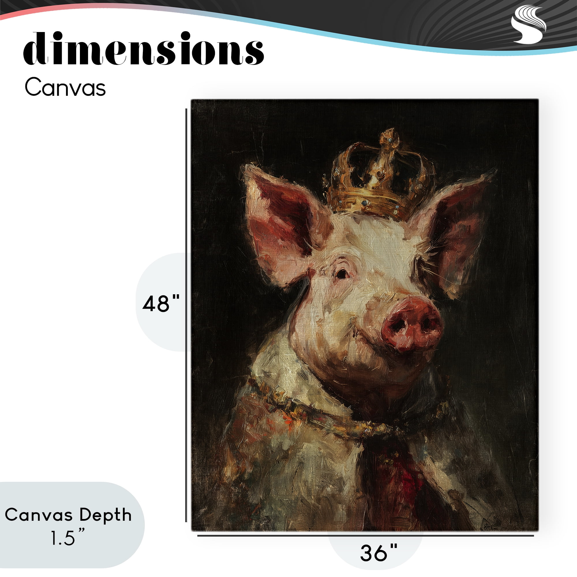 Stupell Industries Royal Swine Portrait Canvas Wall Art, design by Svetlana Aleynikova