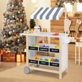 thumbnail image 4 of Costway Kids Ice Cream Cart Wooden Toddler Farmers Market Stand with Chalkboard & Storage White, 4 of 10