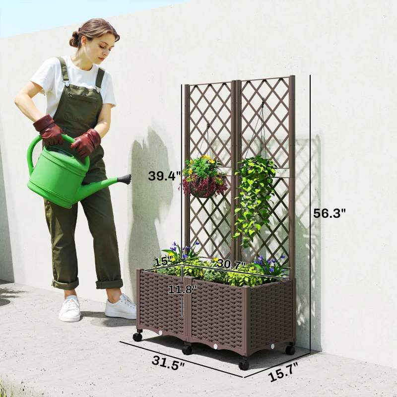 Outdoor Planter Box Mobile Raised Garden Bed