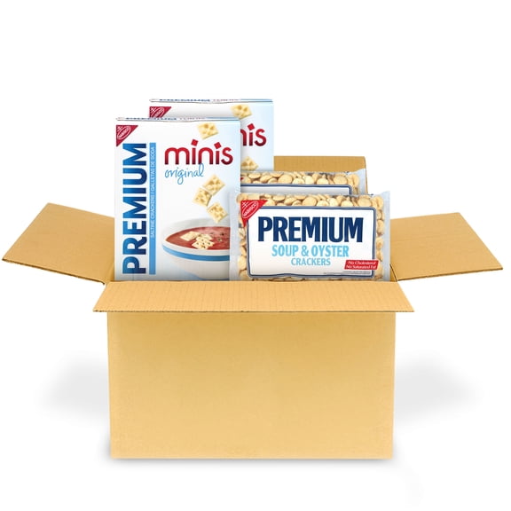 Premium Saltine Crackers Variety Pack, Mini and Oyster Crackers, Lunch Snacks, Bulk Snacks, 4 Packs
