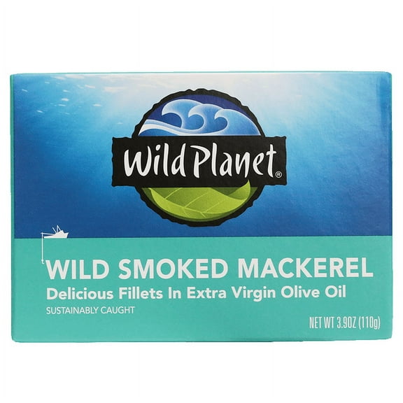 (Pack of 12), Wild Planet Wild Smoked Mackerel Fillets in Extra Virgin Olive Oil, 3.9 oz