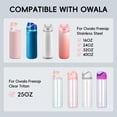 thumbnail image 2 of 2Pcs Replacement Cap for Owala Freesip+2Pcs Water Bottle Holder Carrier with Shoulder Strap,One Button Water Bottle Top Lid and Straws,LeakProof (blue and pink), 2 of 8