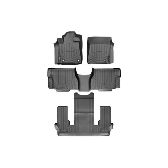 WeatherTech Custom Fit FloorLiners compatible with 2012-2022 Toyota Sequoia - Complete Set (1st, 2nd, & 3rd Row), Black