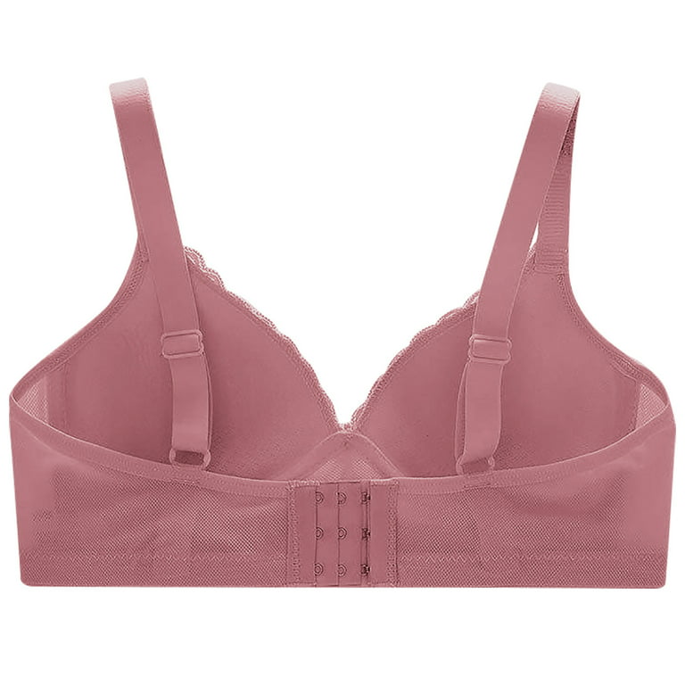 Penkiiy Women Bras Fixed Cup Comfortable Small Chest Gathered Lace Without  Steel Ring Bra Hot Pink Bras 