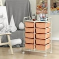 thumbnail image 5 of AOJDVE 10 Drawers Rolling Cart, Classroom Organizers, Storage Cart with Wheels, for Teacher Office Home School Supplies Tool Craft Art Paper, Peach Fuzz, 5 of 17