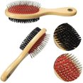 thumbnail image 5 of Cepillo de madera para perros, cepillo de aseo de doble cara para pelo de mascotas, cepillo de cerdas suaves y horquilla, peine y cepillo para perros, herramientas de aseo para perros, para pelo larg, 5 of 5