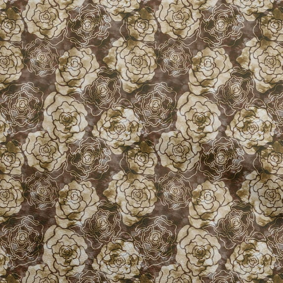 oneOone Cotton Poplin Twill Brown Fabric Asian Batik Floral Dress Material Fabric Print Fabric By The Yard 56 Inch Wide