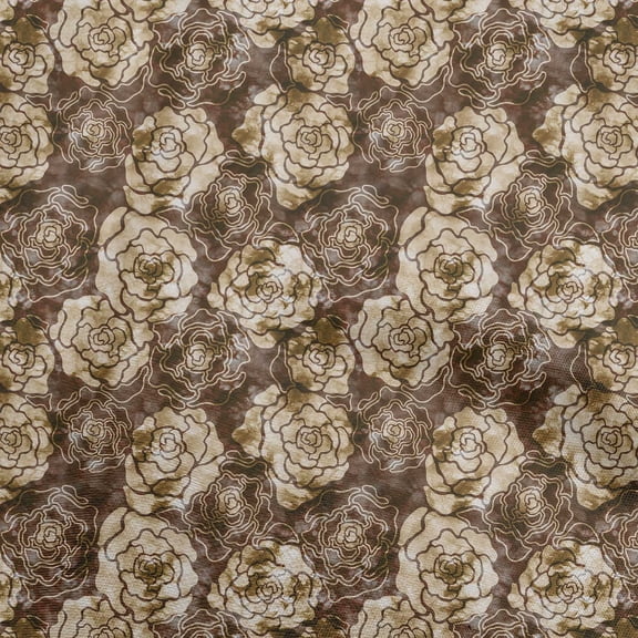 oneOone Silk Tabby Brown Fabric Asian Batik Floral Diy Clothing Quilting Fabric Print Fabric By Yard 42 Inch Wide