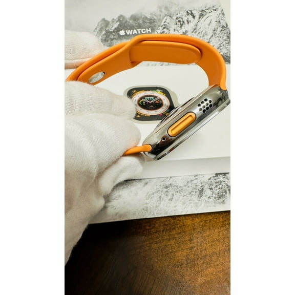 Custom Diamond Polished 49MM iWatch ULTRA with HERMES Orange Sport Band