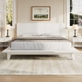 thumbnail image 2 of Queen Platform Bed Frame with Headboard, Wood Slat Support, No Box Spring Needed, Sturdy Pine Wood, for Bedroom, White, 2 of 9