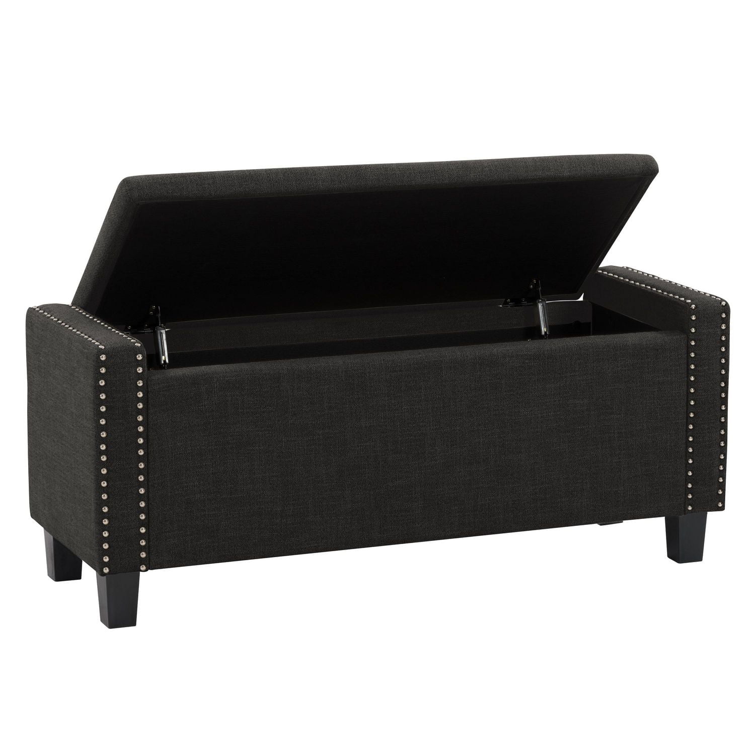 CorLiving Boston Fabric Upholstered Storage Ottoman with Nail Head Accents and Sturdy Plastic Feet
