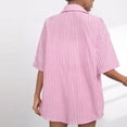 thumbnail image 5 of Cagogo Women's Striped 2 Piece Set Collared 3/4 Sleeve Shirt Drawstring Shorts Casual Lounge Outfits Summer Cruise Travel Airport Clothes Matching Tracksuit, Pink XL, 5 of 7